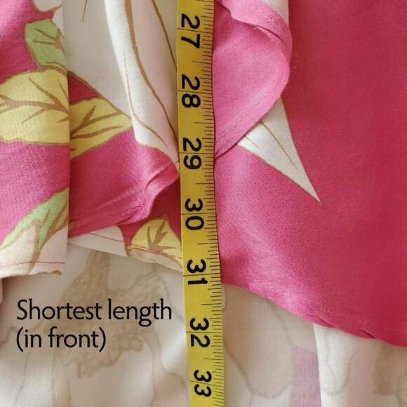 Cynthia Rowley Maxi Wrap Skirt Flowy Ruffle High Low Hem Floral Bright Pink M - Picture 13 of 14